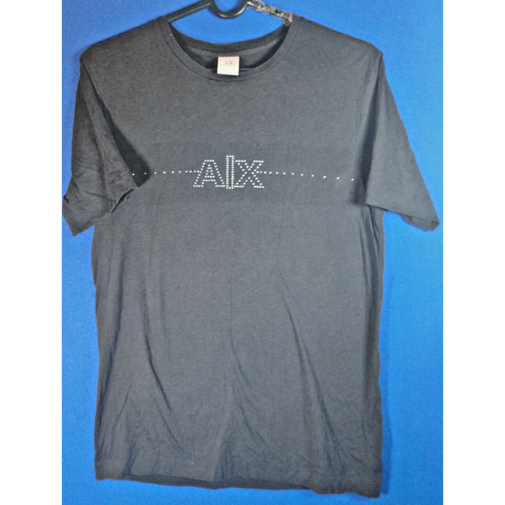 Armani Exchange A|X Women’s Size M Pima Cotton T-Shirt Black Rhinestone Logo